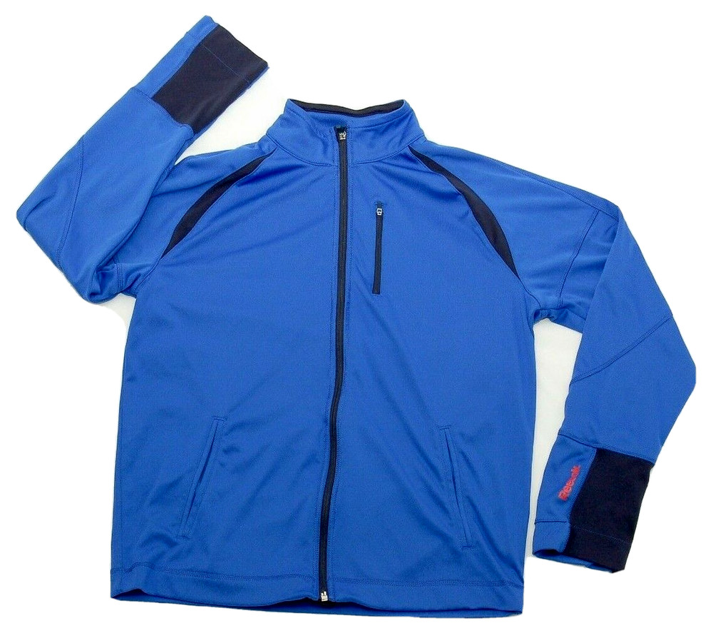 Reebok men's active jacket blue size M full zipper long sleeve polyester