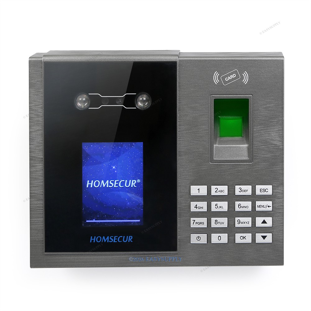 HOMSECUR Biometric Face Fingerprint Attendance Time Clock With RFID Reader+WiFi