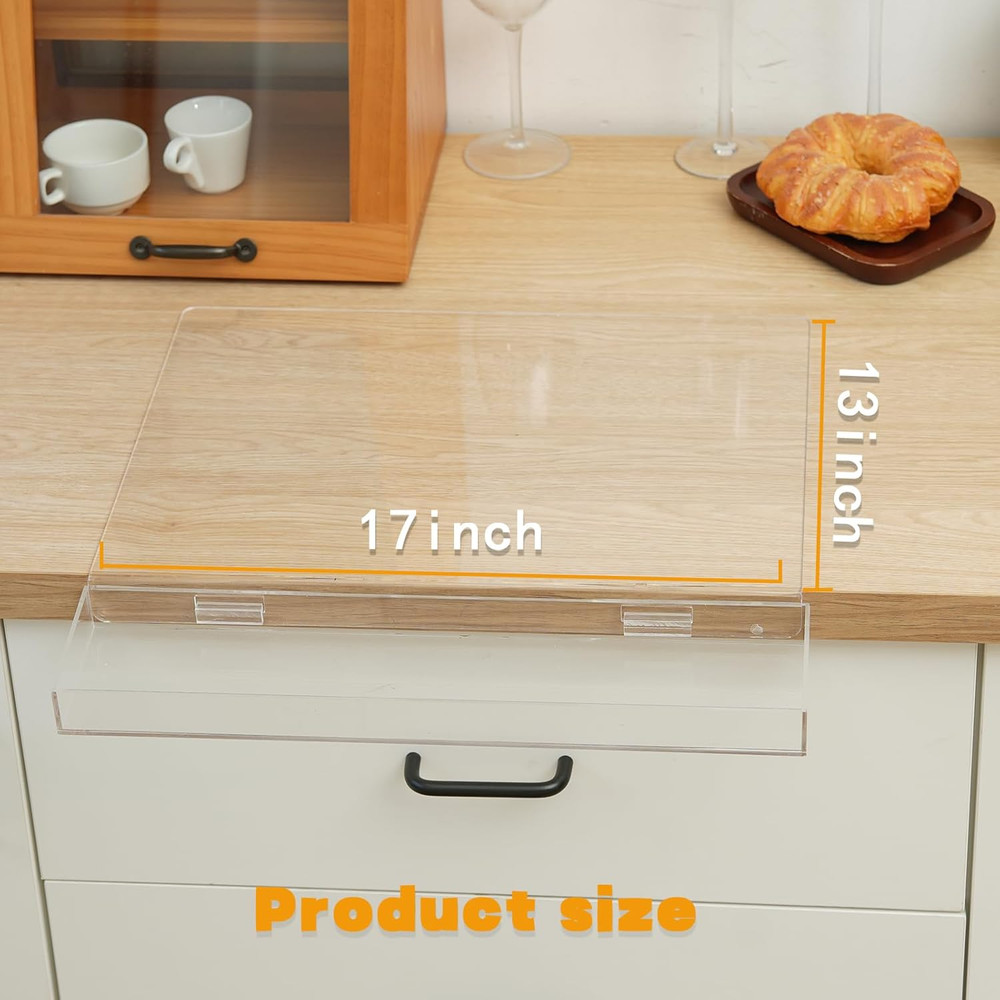 Acrylic Cutting Board with Waste Container and Counter Lip 17X13" Large Clear