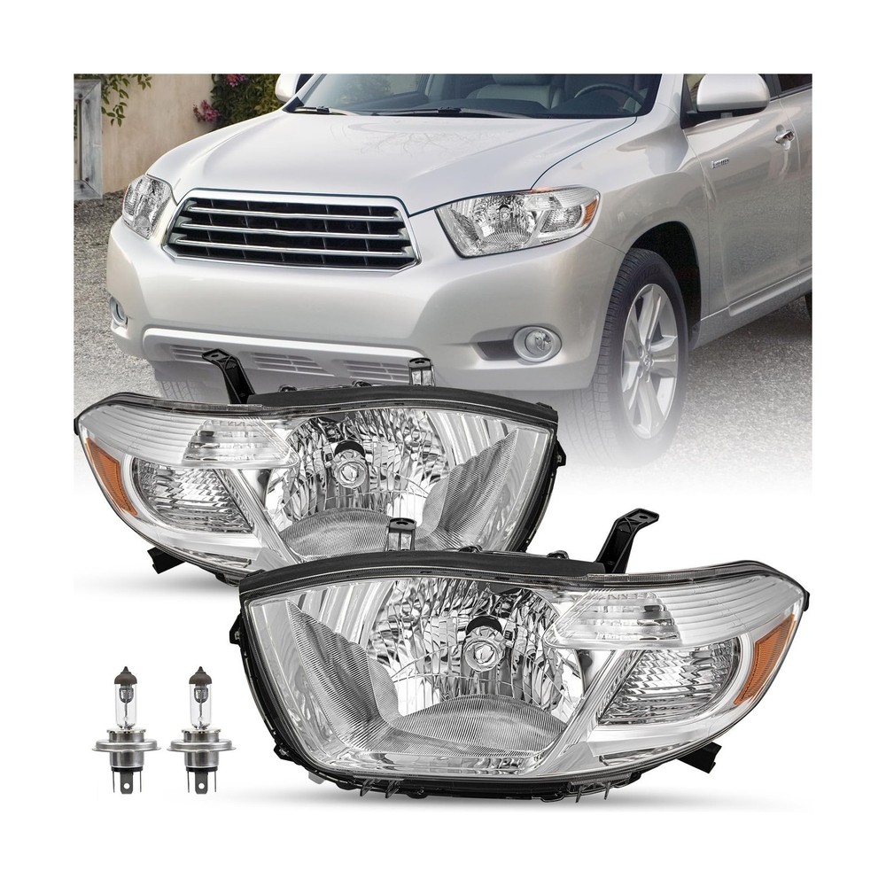 SOCKIR Headlight Assembly Compatible with 2008 2009 2010 Highlander with Bulb...
