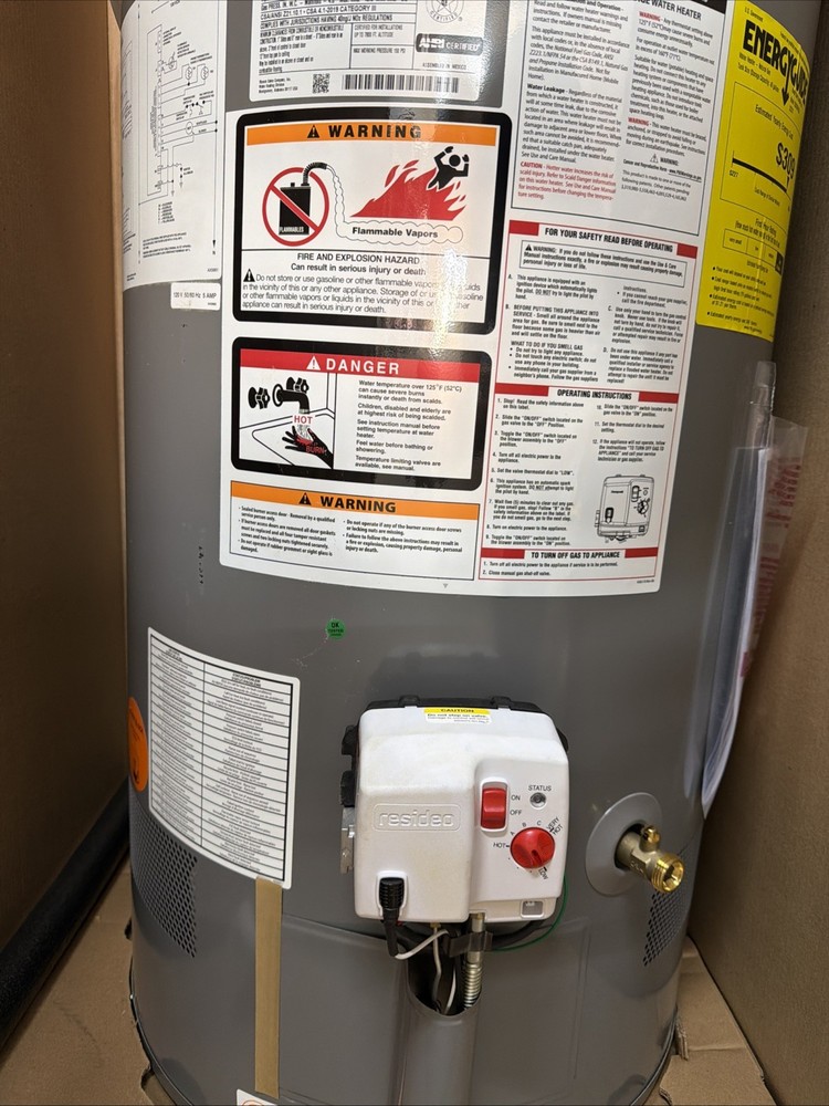 Rheem Natural Gas Vent Tall Water Heater 50 Gal, 42,000 BTU XG50T06PV42U0