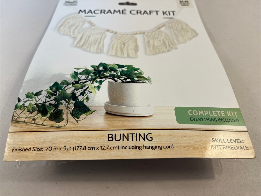 Macrame Craft Kit Complete Kit, Bunting, Skill Level Intermediate