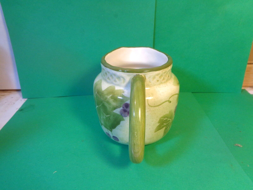 Grape Vine Pattern Ceramic Creamer, 3 7/8" Tall, Jay Imports (Used/EUC)