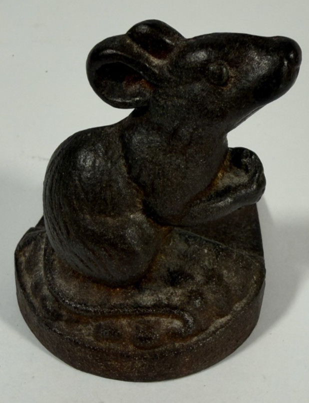 Vintage Cast Iron Mouse Door Stop 3"x4"x3"