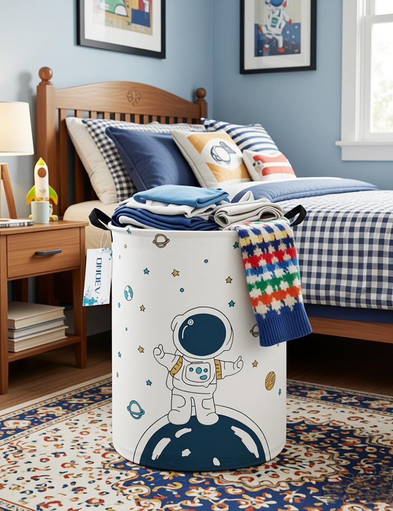 Round Fabric Storage Bin,Decorative Basket,Organizer Basket with Handles,for ...