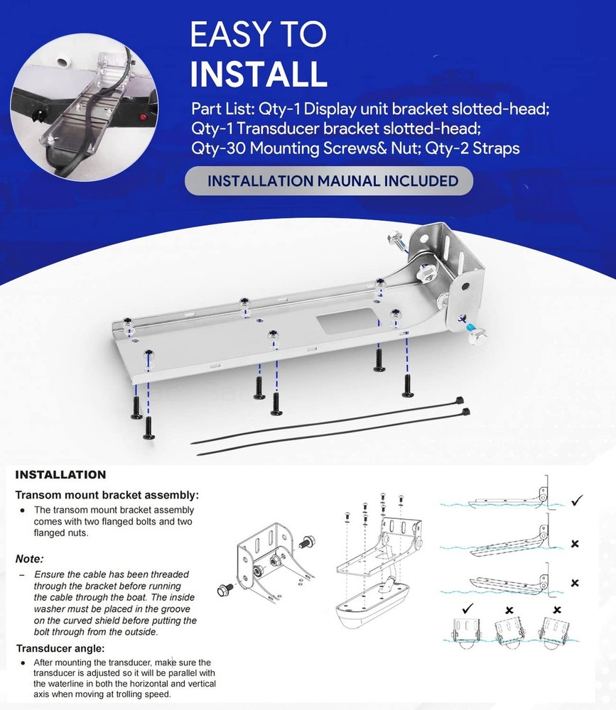 000-12603-001 Transom Transducer Mount Bracket for StructureScan 3D, Structur...