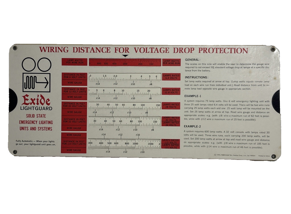 Exide Lightguard Emergency Lighting Selector Wiring Voltage Drop Slide Chart
