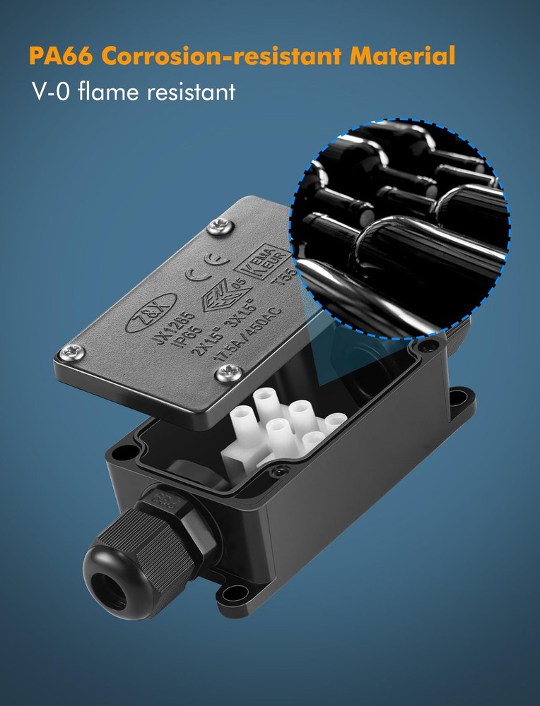 Junction Box - 8 Pack IP65 Waterproof 2 Way PG9 Electrical Junction Box Elect...