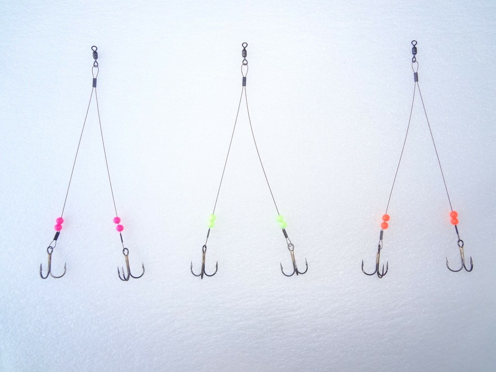 (3 PACK) WIRE - HOT BEAD - ICE FISHING QUICK STRIKE RIG LEADER - SELECT SIZE