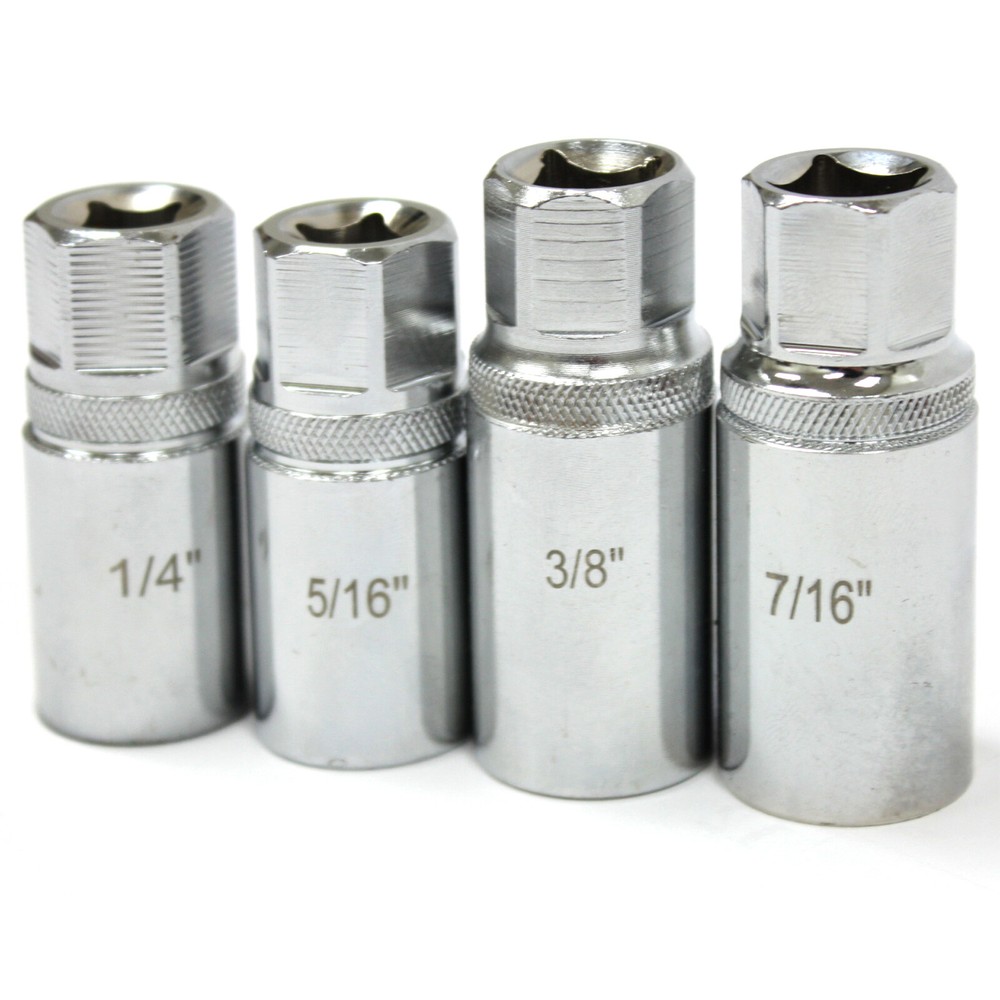 4pc Stud Screw Remover Extractor Roller Bearing SAE Socket 1/4" 5/16" 7/16" 3/8"