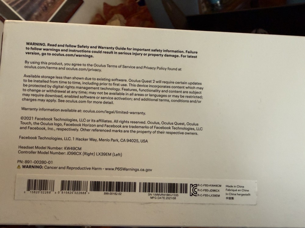 Meta Quest 2 128GB VR Bundle w/ Elite Strap + Original Box – Excellent Condition