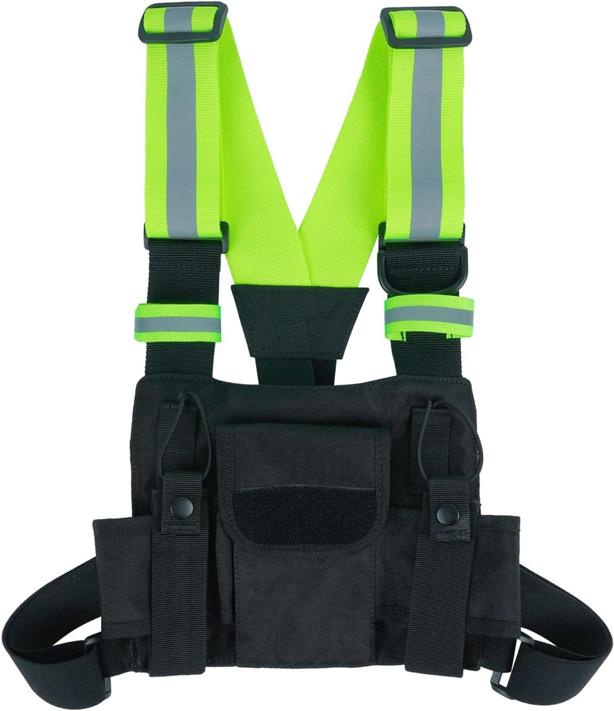 Radio Harness with Reflective Straps, Micro Rig Harness Chest Pack Tactical Vest