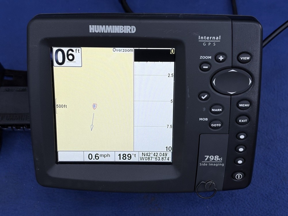 Humminbird 798CI NVB Side Imaging Sonar GPS Chartplotter Head Unit & Power Cable