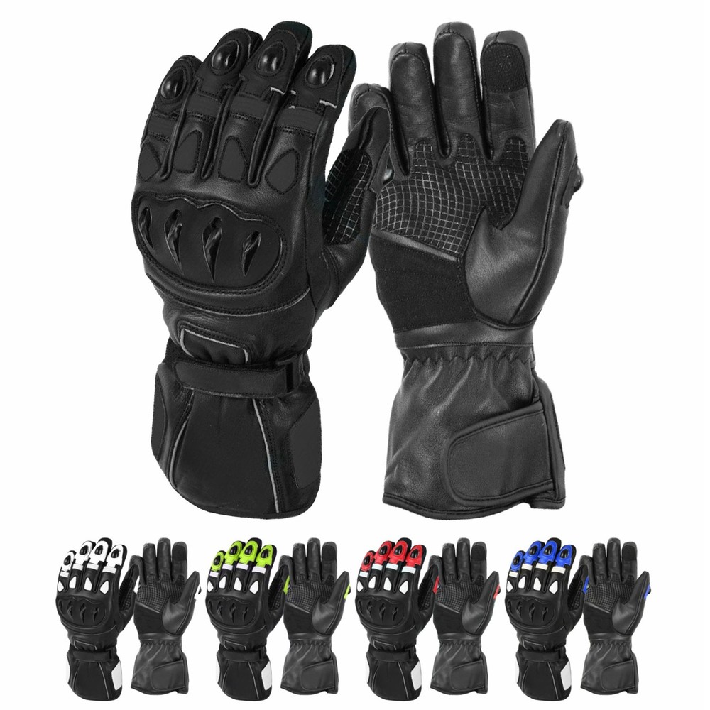 Leather Motorcycle Gloves, Waterproof, with Touch Screen, CE Certified