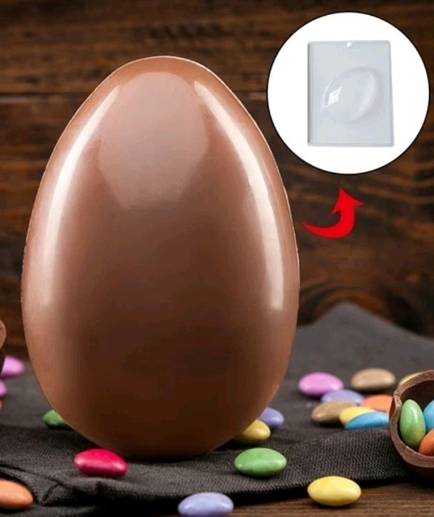 Set of 4 Easter Egg Chocolate Molds – 2 Sizes Smooth & Textured Plastic