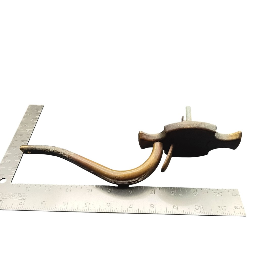 Vintage Brass Door Pull Handle with Ornate Shield Backplate - Architectural Salv