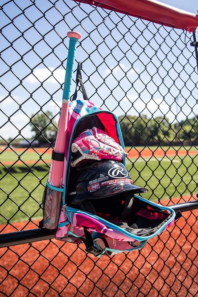 Pink T-ball Youth Backpack with Multiple Compartments and Adjustable Straps -...
