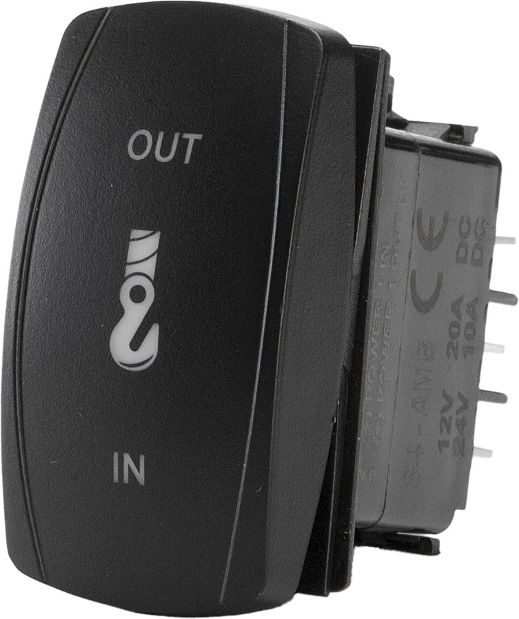 "Winch OUT/IN" Illuminated Rocker Switch Flip SC4-AMB-A24