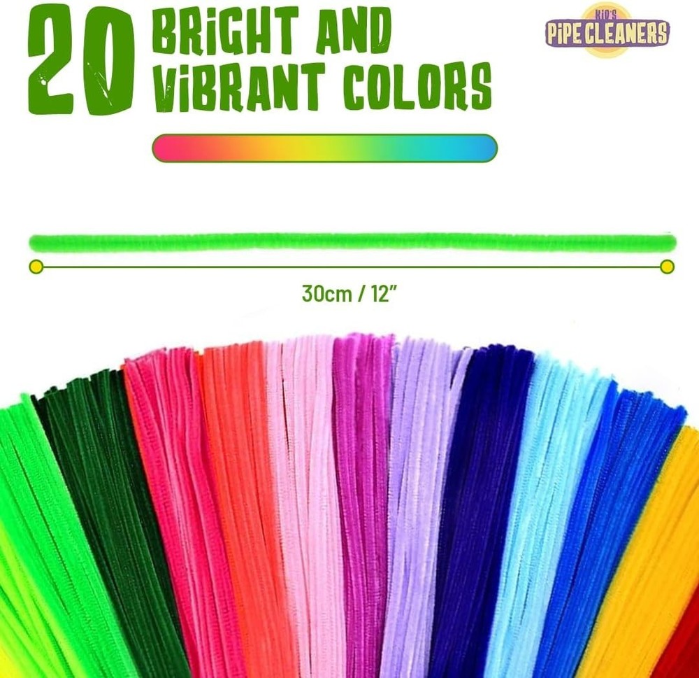 200 Pipe Cleaners Craft Multicolored Craft Pipe Cleaners Bulk, Chenille