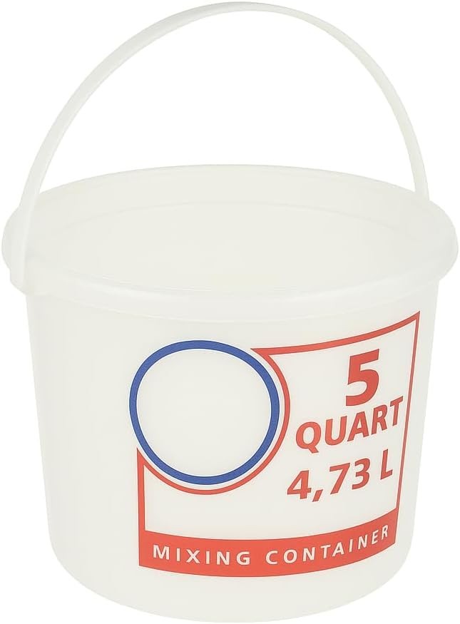 5 Quart Round Mixing Bucket 2 Pack Clear Pre-marked Plastic Measuring Container