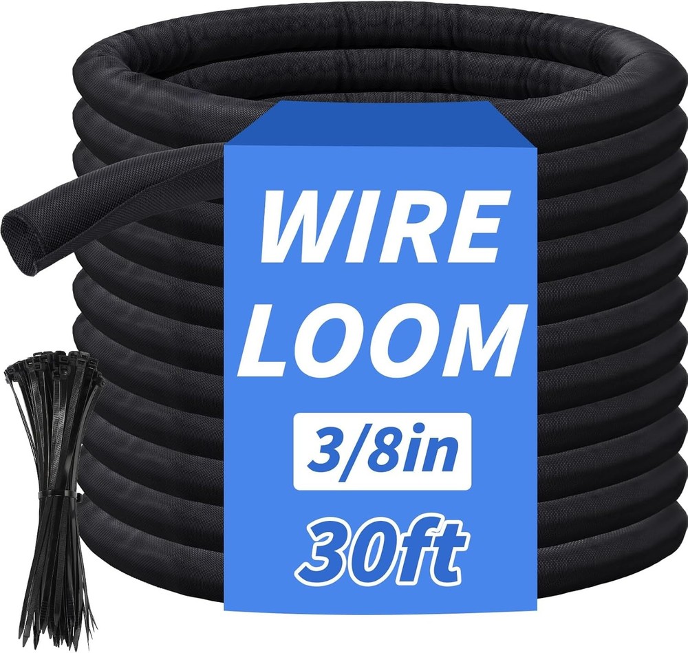 30FT Split Braided Sleeve Cable Management  Car TV Electrical Cable Protection