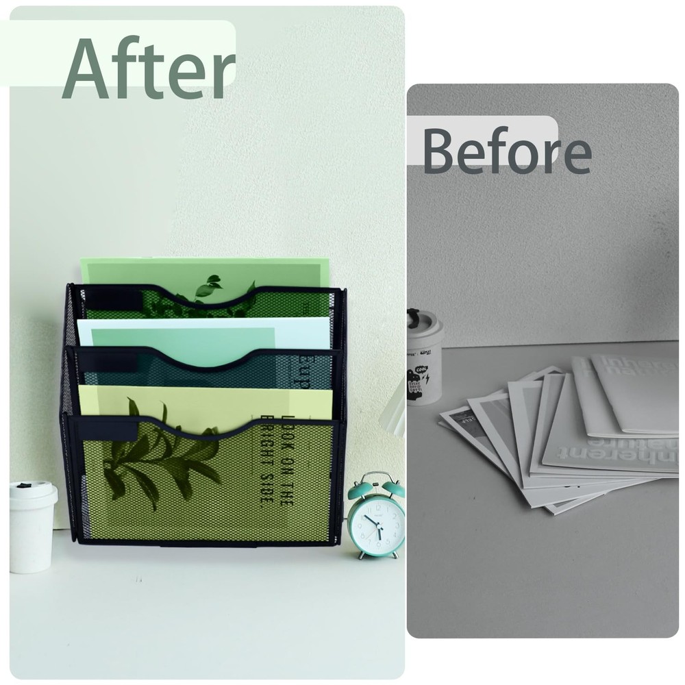 IOUGDSEC 3 Tier Mesh Hanging File Organizer Vertical Wall 3