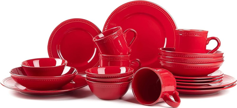 Pearl Dots Stoneware Dinnerware Set 20pcs Set Dishes for food, Dinnerware set