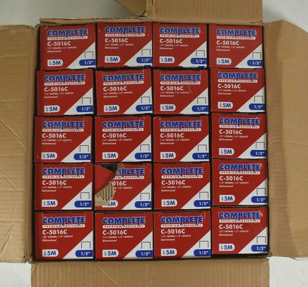 Complete Premium Fastener C-5016C 1/2'' x 1/2'' Galvanized Staple 100,000 Case