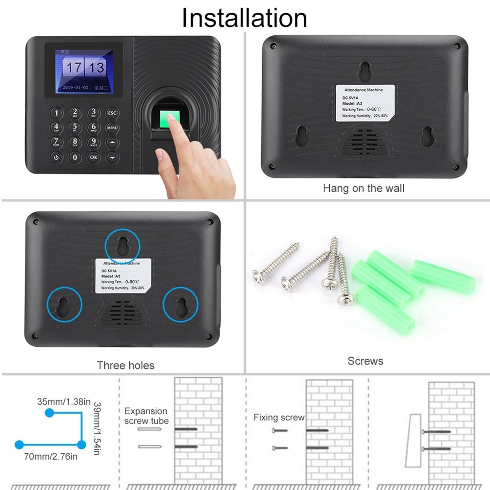 Biometric Fingerprint Time Attendance Recorder Recognition Device Access Control