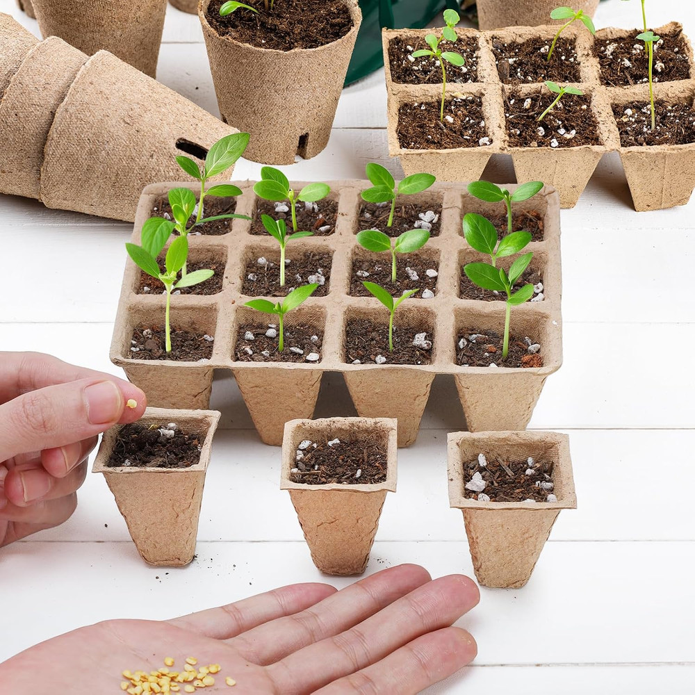 10 Packs Seedling Starter Trays 120 Cells, Biodegradable Seed Germination Tra...