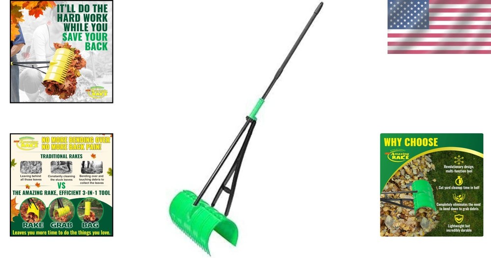 Easy Leaf Grabber & Rake for Lawns ― Back-Saving Gardening