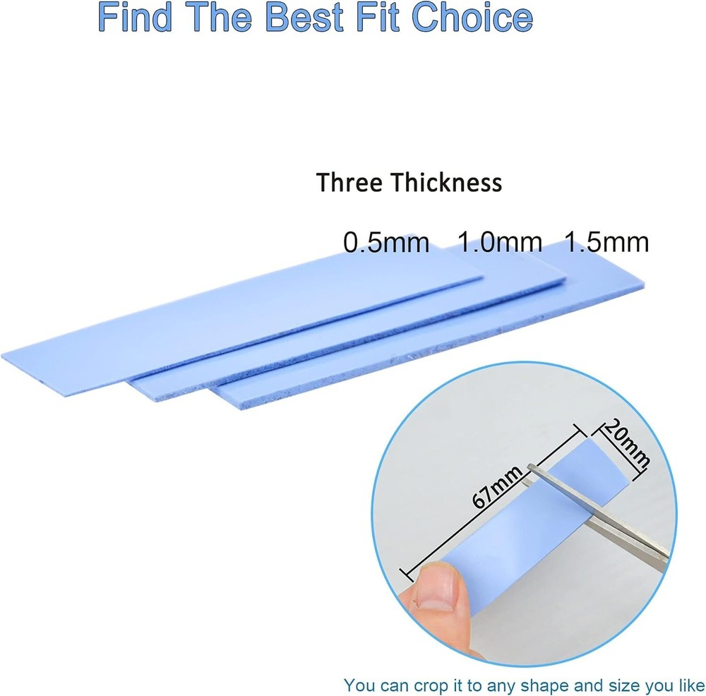 6-Pack Thermal Conductive Silicone Pads for SSD, CPU & GPU Cooling - Blue