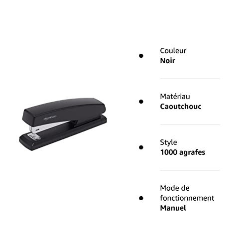 Amazon Basics Desktop Office Stapler, Lightweight, 25 Sheet 3-Pack, Black