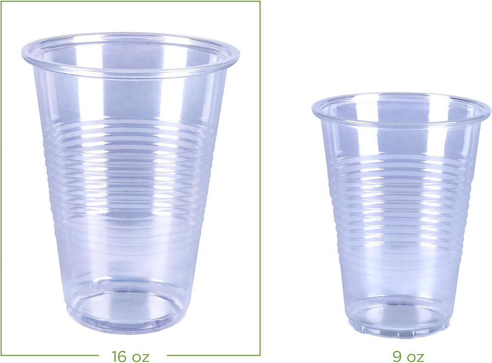Disposable Clear Plastic Cups, 16Oz, 50 Count