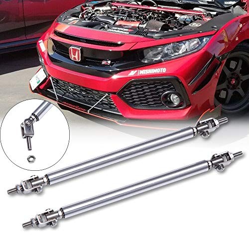 Adjustable Front Bumper Lip Splitter Diffuser Strut Rod Tie Bars 8"-11" Chrome