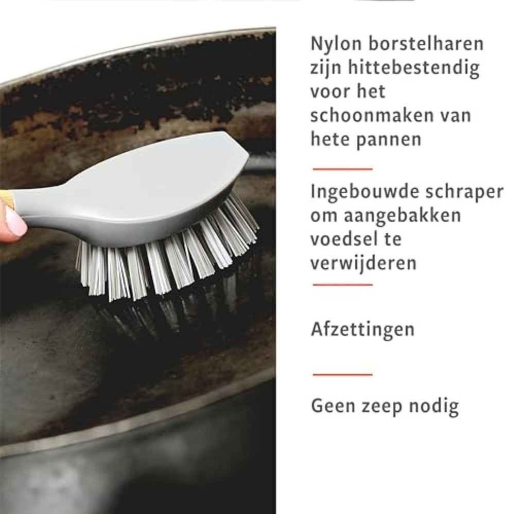 Eco-Friendly Cast Iron Scrub Brush with Bamboo Handle for Effortless Cleaning