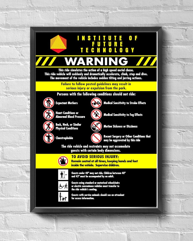 Back to the Future Ride Universal Studios Warning Sign Poster