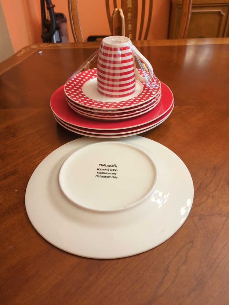 Pfaltzgraff Kenna Red 9 Piece Porcelain Dinnerware Set