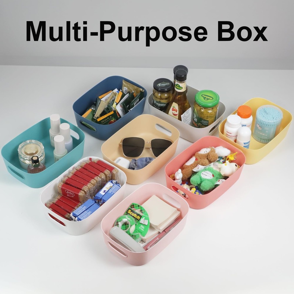 8 Pack Small Drawer Organizer Bins, Plastic Storage Bins Storage Containers f...