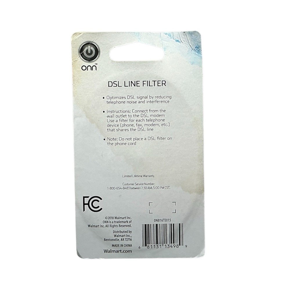 Onn DSL Line Filter Optimize ONB16TE015 White - SEALED NEW