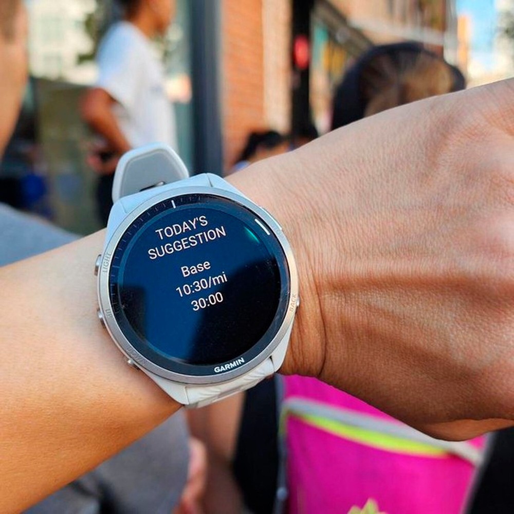 Garmin Forerunner 965 GPS Titanium Bezel Running Smartwatch with Stand Bundle