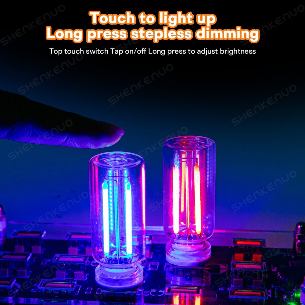 USB Glass Bottle Atmosphere Night Light – Touch Switch Dimmable LED Bulb, 2pcs