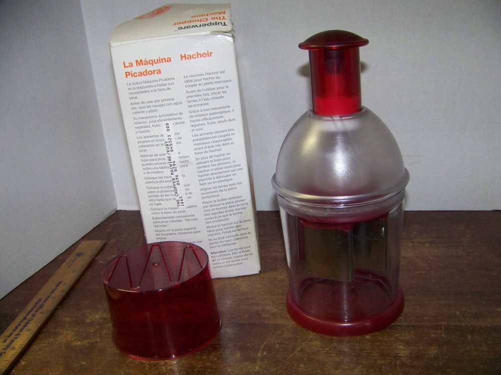 Vintage Tupperware The Chopper Machine Hand Chopper Ruby Red