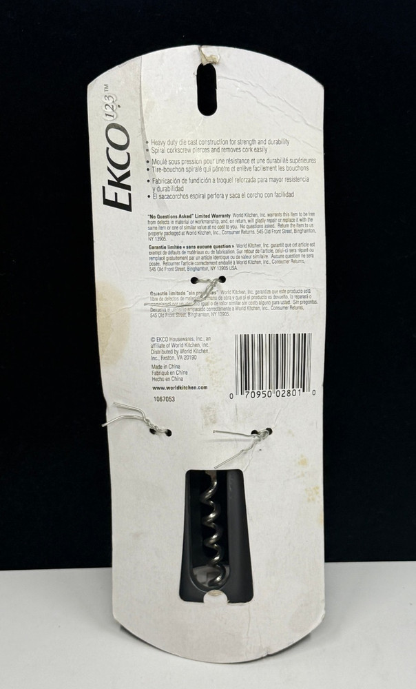 EKCO Black Winged Corkscrew -NEW *Check Description