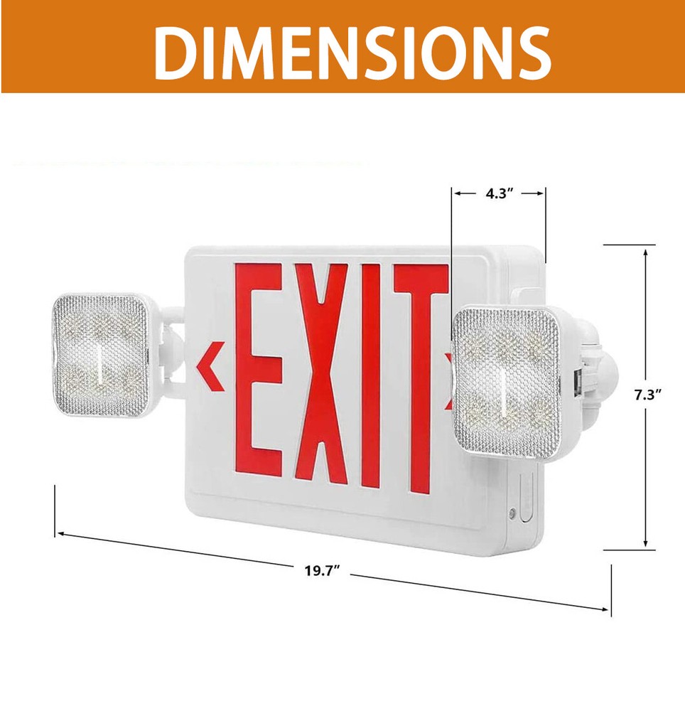 4PACK LED Exit Sign Emergency Light w/Battery Backup Double Adjustable Head