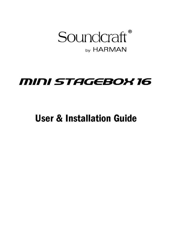 Harman Kardon 20760 Mini Stagebox 16 Owners Manual