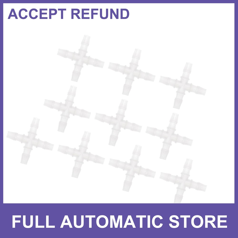 Plastic Hose Barb Fitting 3/8" OD Barb Cross 4 Ways Pipe Connector Clear 10 Pcs