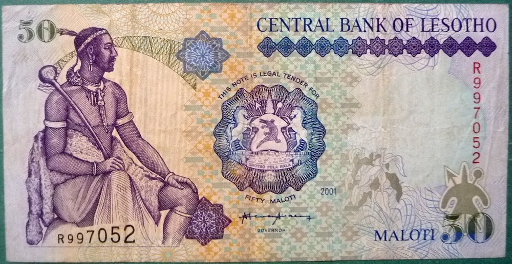 LESOTHO 50 MALOTI  NOTE , P17 , 2001 ISSUE