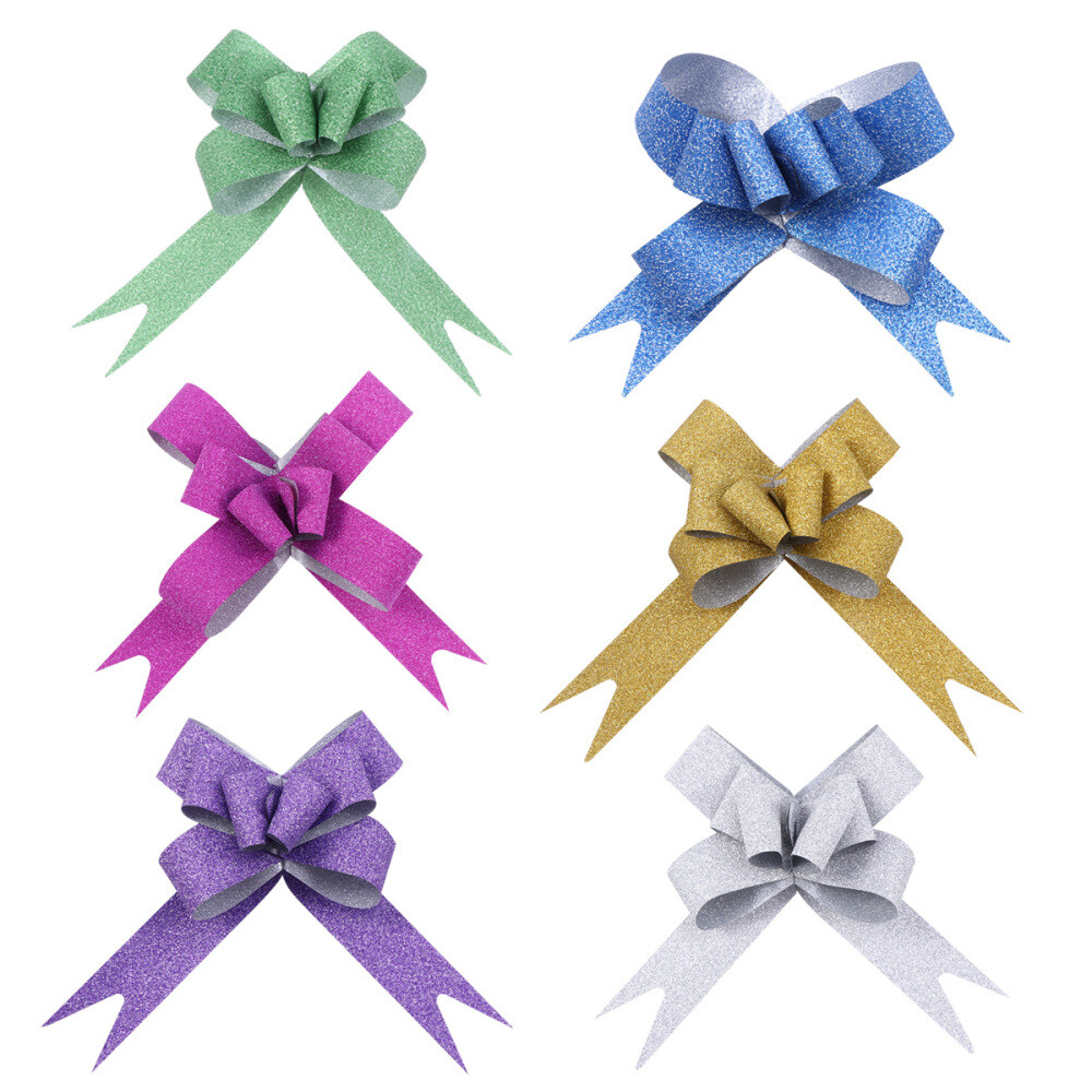 100PCS Glitter Pull Bows Gift Knot Ribbons String Bows for Gift Wrapping