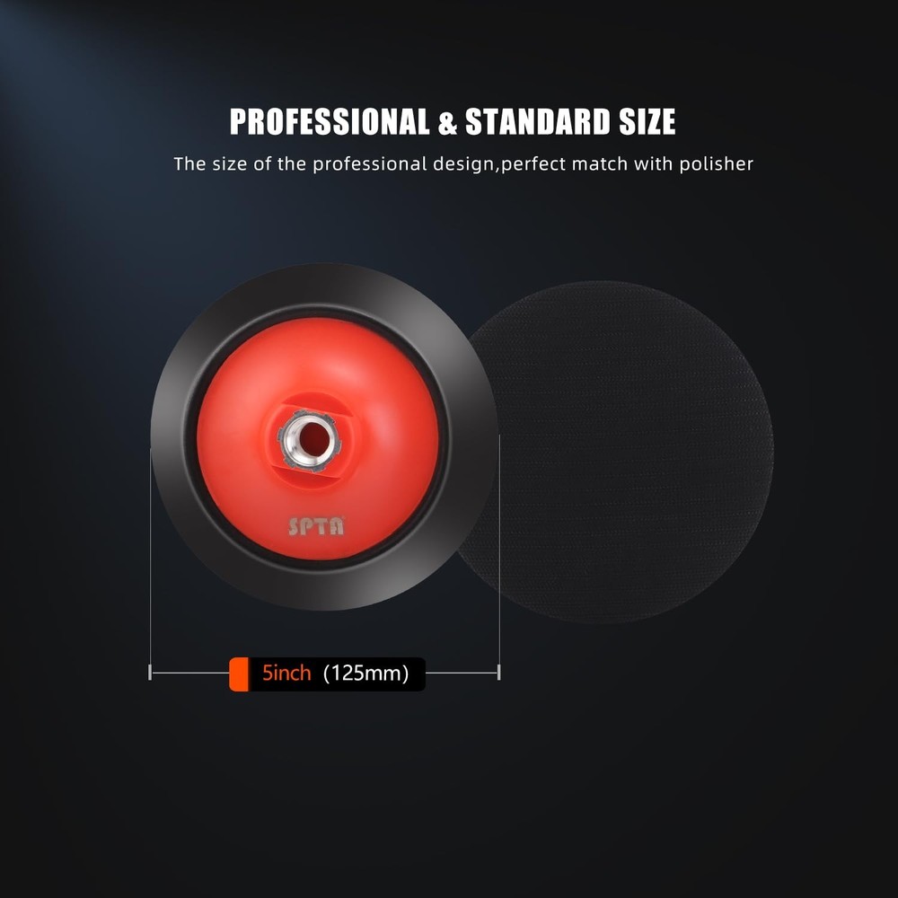 SPTA 2Pcs Orange 5" Rotary Flexible Backing Plate